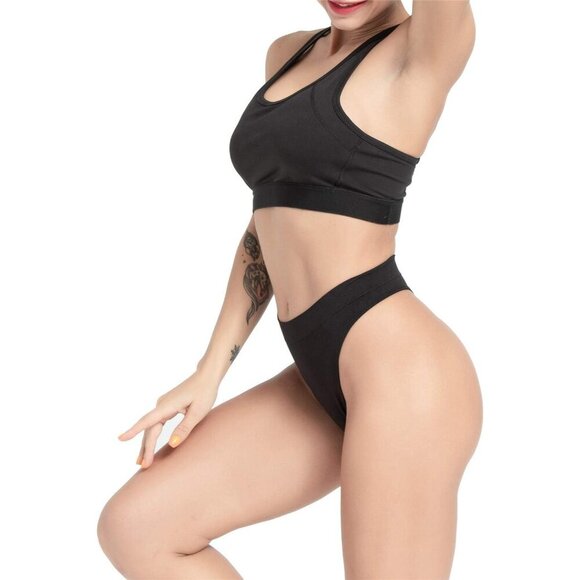 Women's Seamless Thong Panties Breathable Cotton Liner High Waist Underwear - Picture 3 of 6